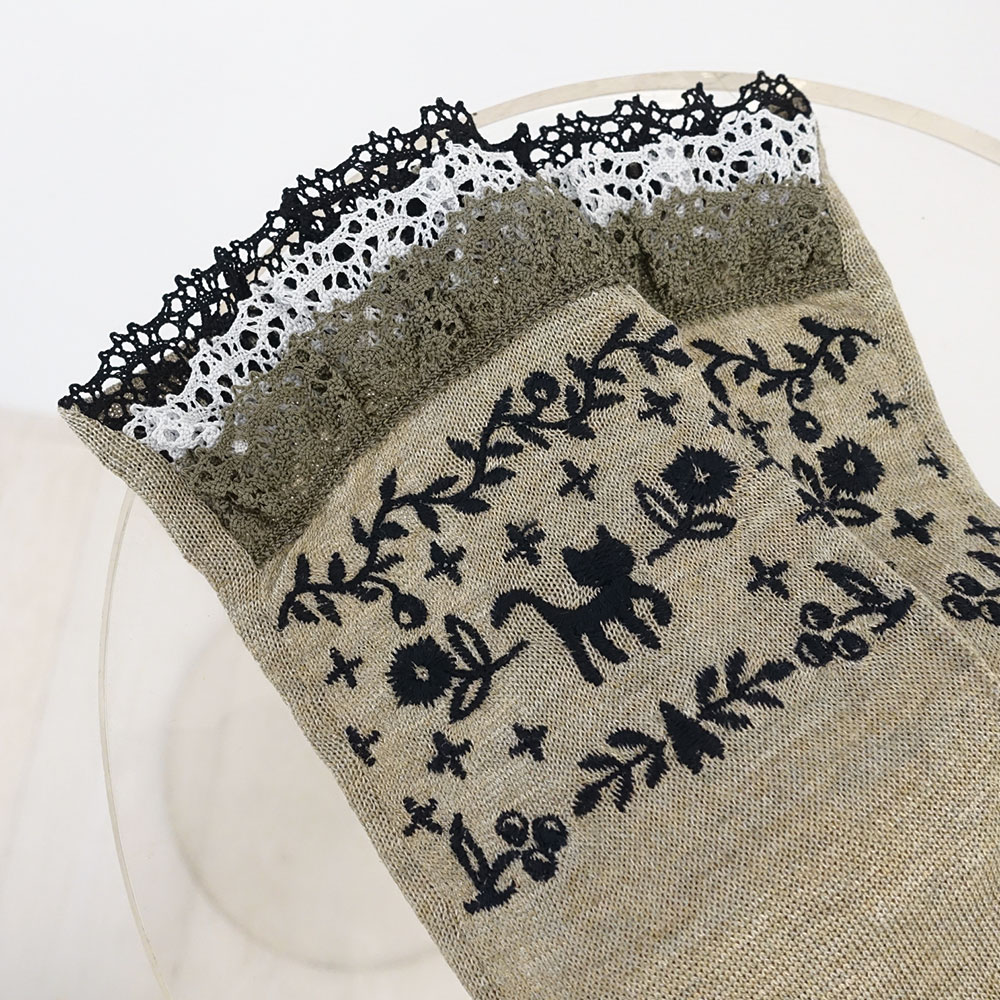 Atsuko Matano UV手袋 猫の刺繍レース